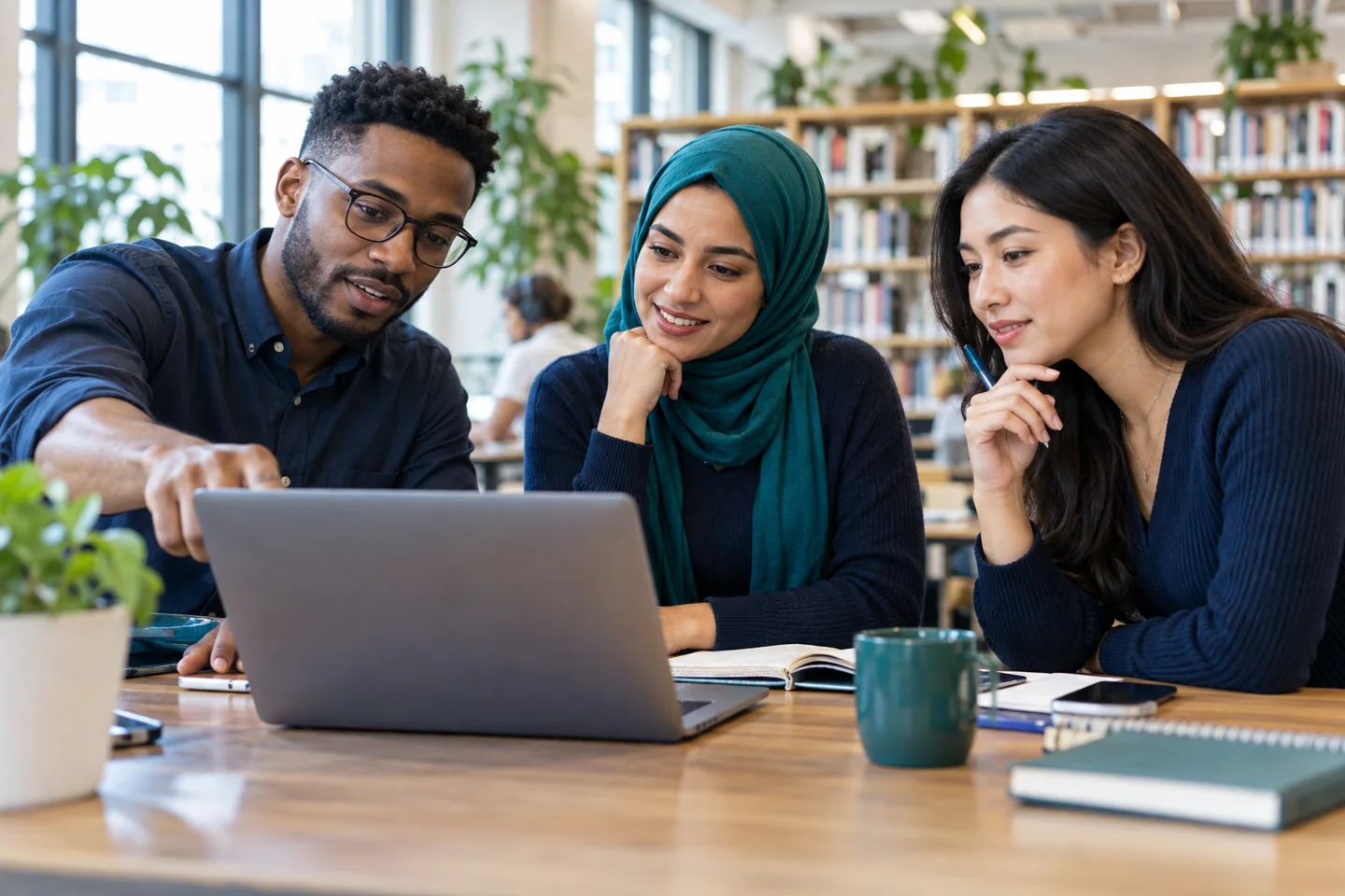 Colleagues learning together in a contemporary workspace